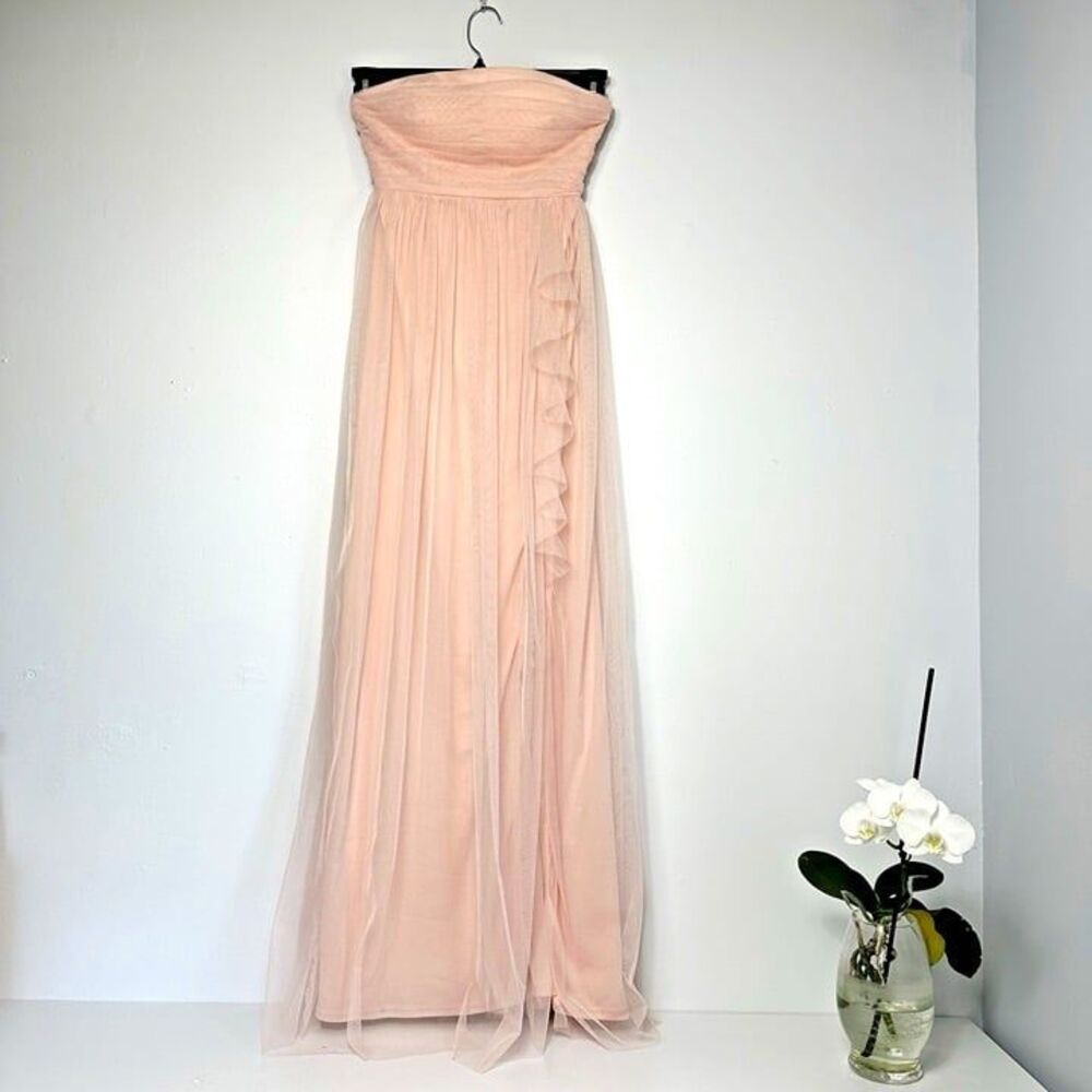 JUMP APPAREL Women’s Size 1/2 Solid Pink/Peach Strapless Zip Tulle Column Dress
